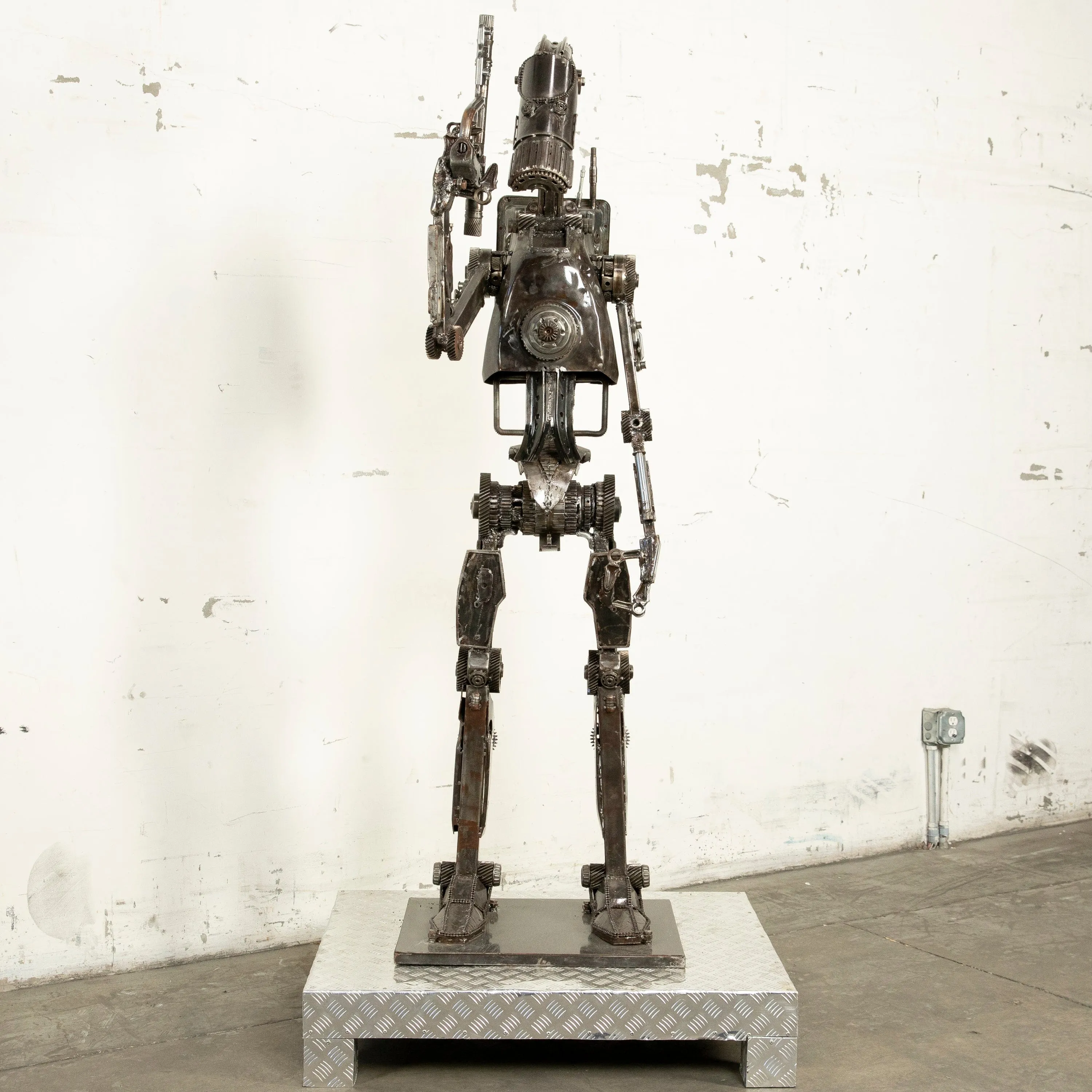 79" Droid Inspired Recycled Metal Sculpture