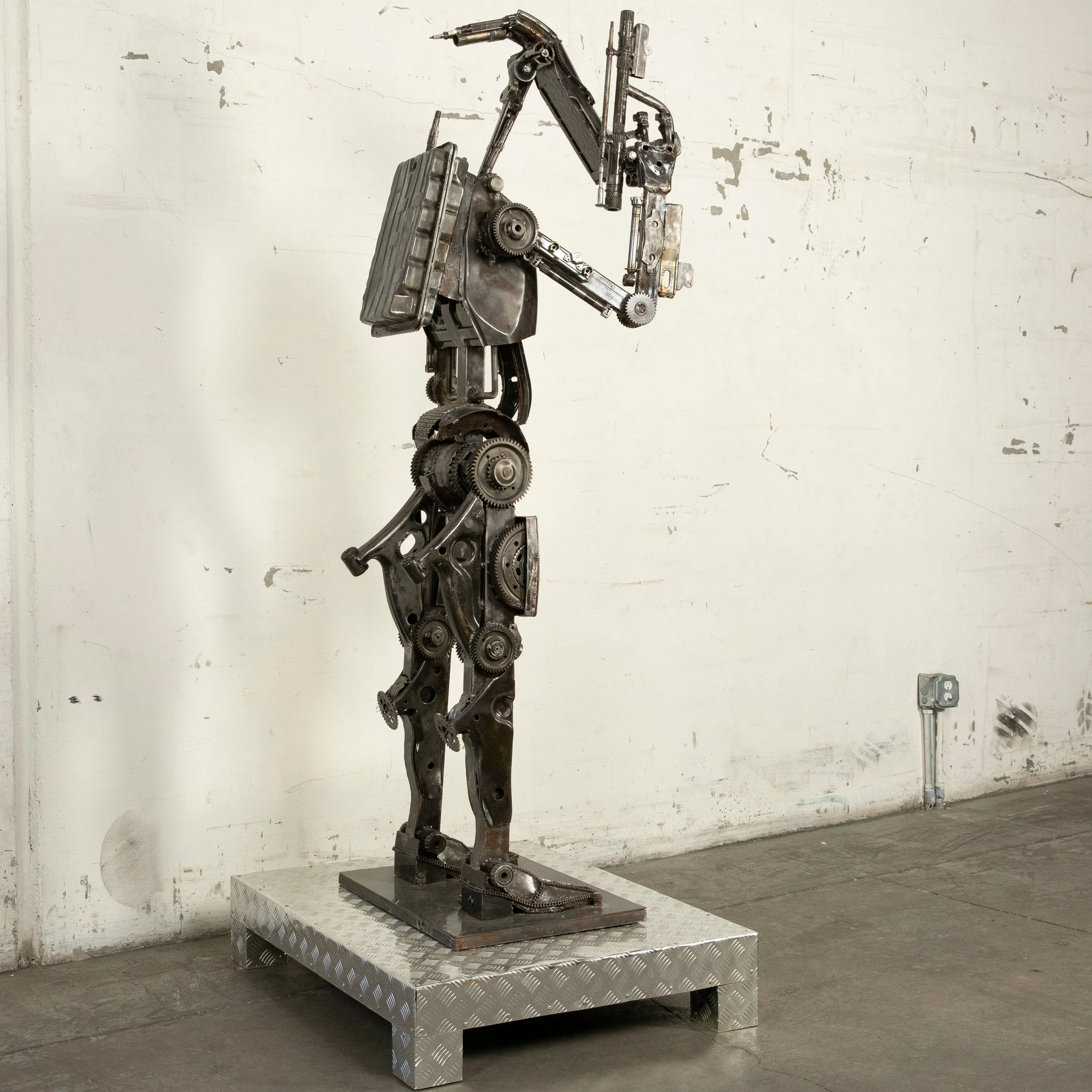 79" Droid Inspired Recycled Metal Sculpture