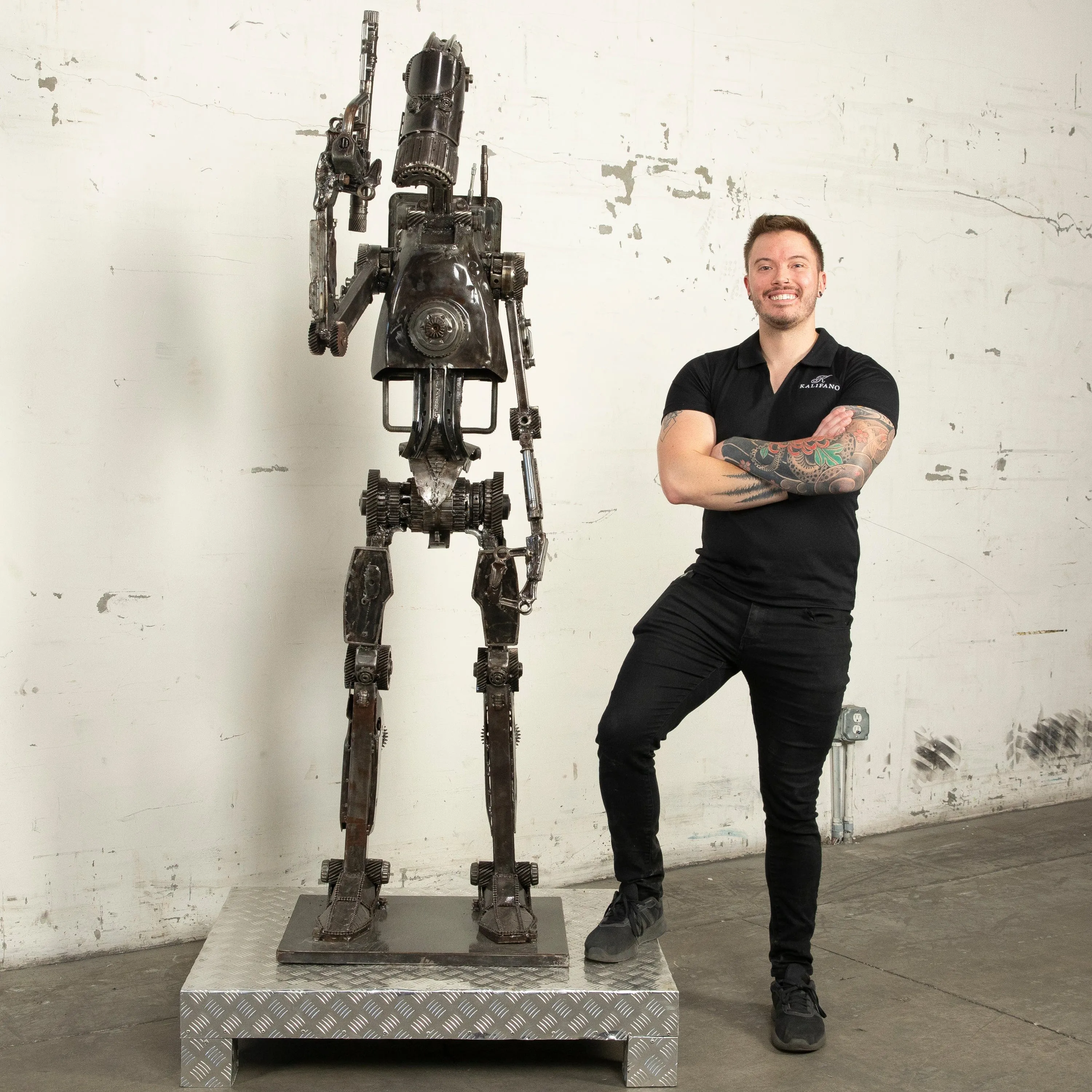 79" Droid Inspired Recycled Metal Sculpture