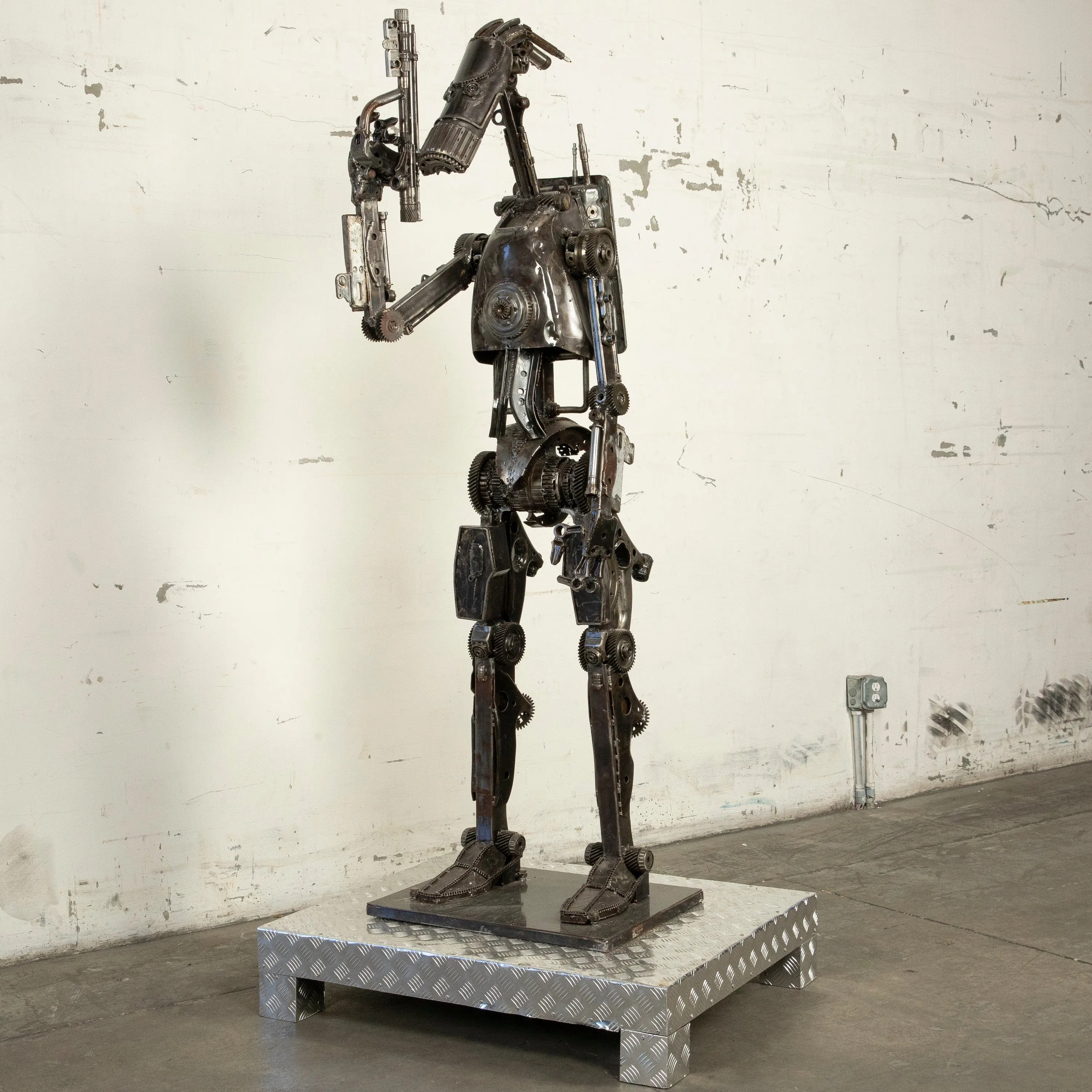 79" Droid Inspired Recycled Metal Sculpture