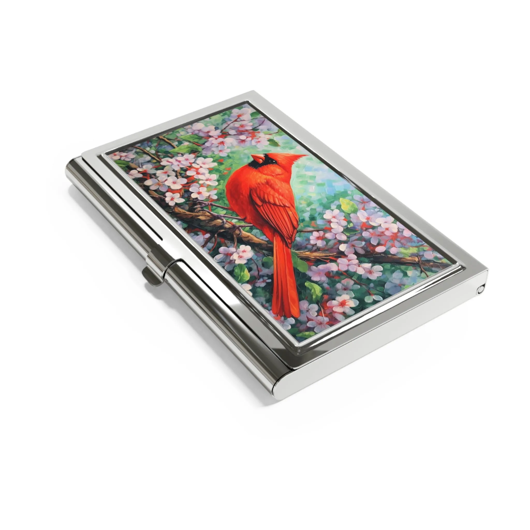 Abstract Expressionism Style Male Cardinal Art Print Business Card Holder