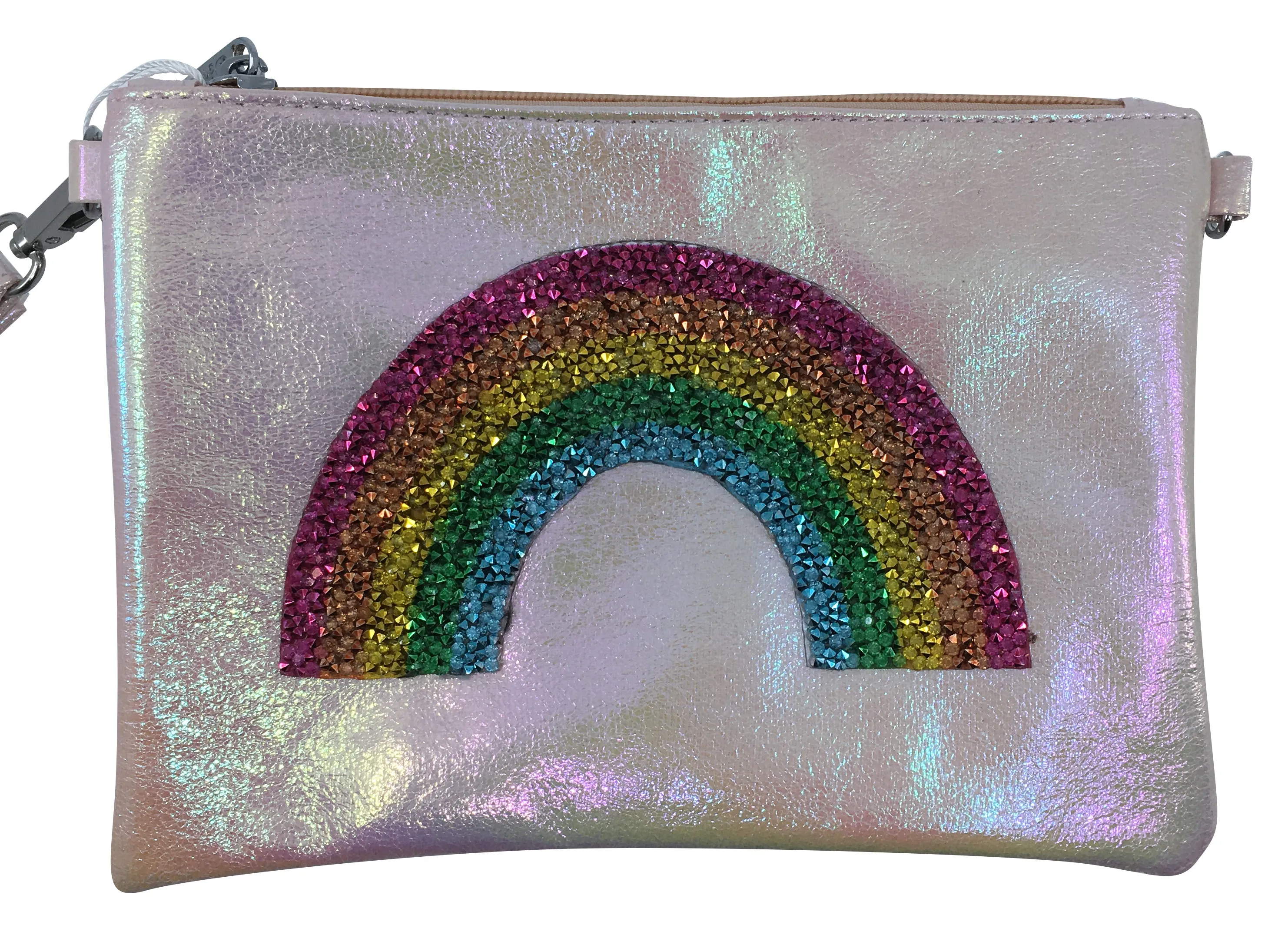 Bari Lynn Girl's Pink Rainbow Wristlet Clutch and Chain Handbag