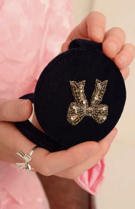 Beaded Bow Compact Mirror