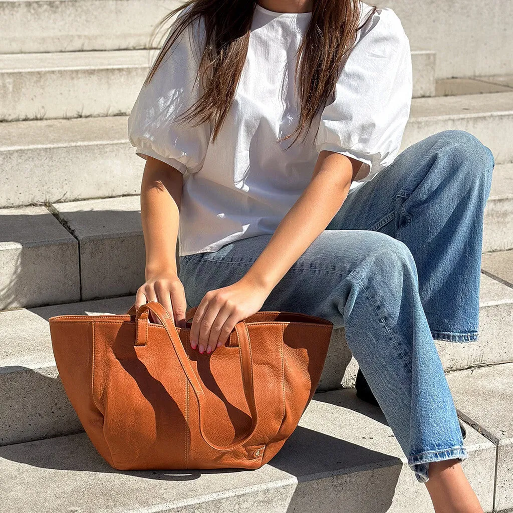 Beautiful and timeless shopper / 16136 - Cognac