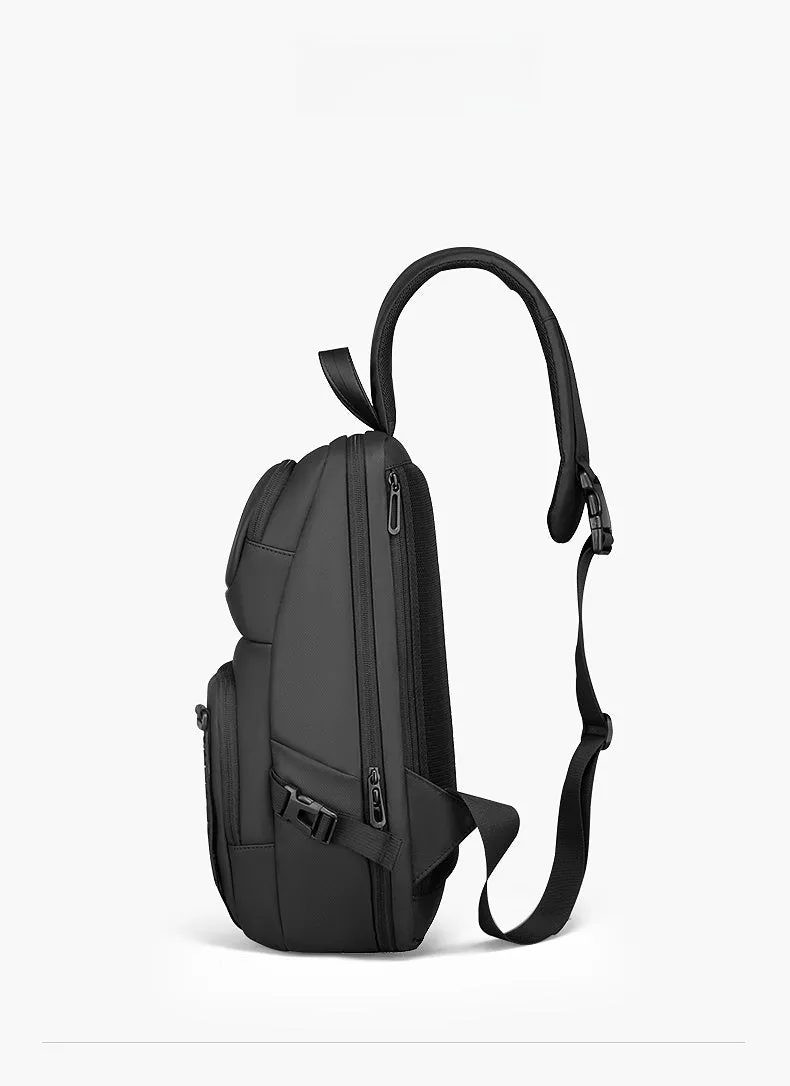 Black Large Sling Bag For Men Waterproof Mens Sling Backpack Best Large Sling Backpack