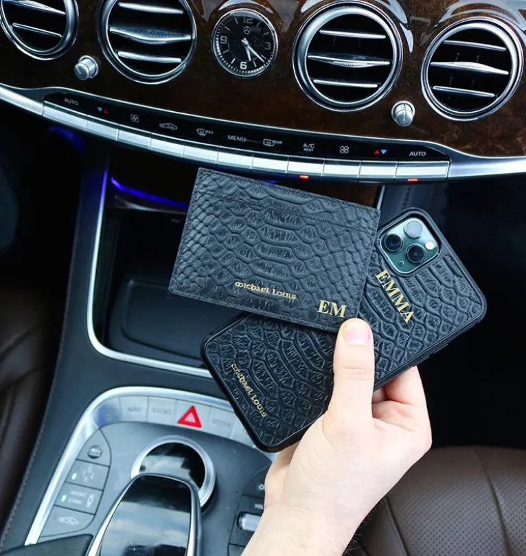 Black Python Classic Card Holder