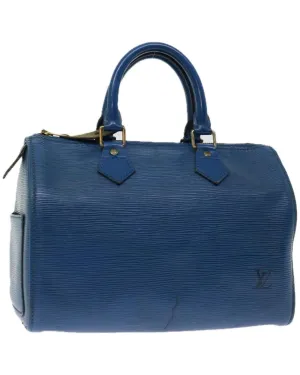 Blue Epi Leather Hand Bag with Gold-tone Hardware