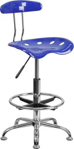 Brittany Nautical Blue Professional Drafting Stool w/Tractor Seat