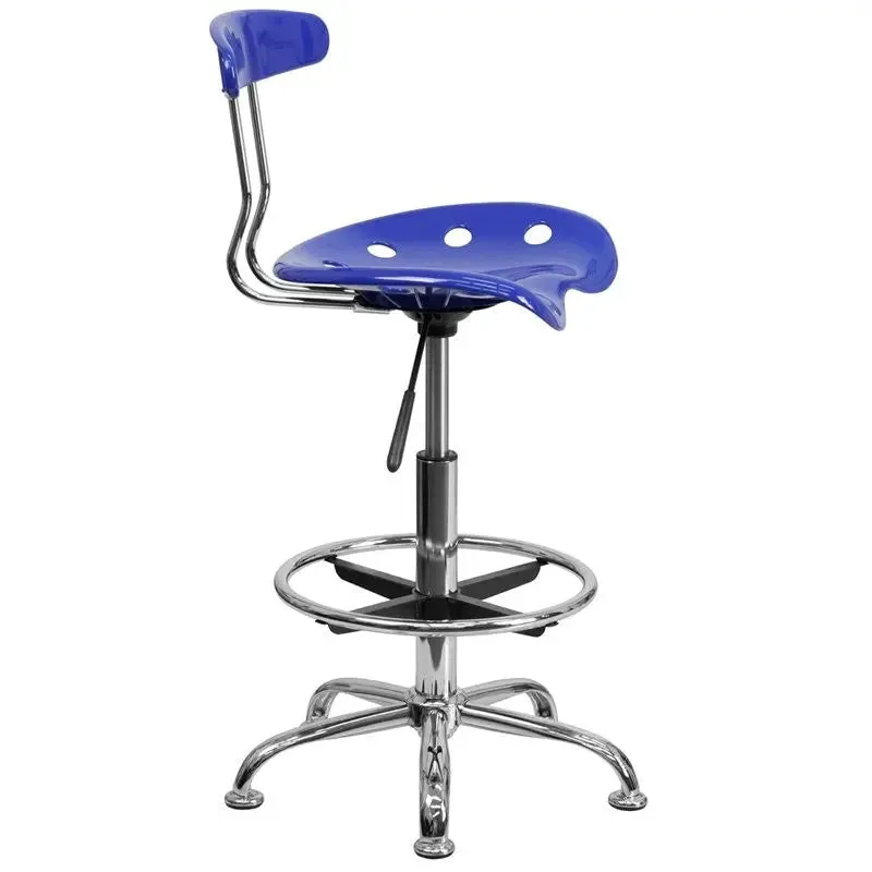 Brittany Nautical Blue Professional Drafting Stool w/Tractor Seat