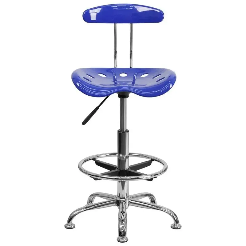 Brittany Nautical Blue Professional Drafting Stool w/Tractor Seat