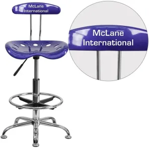 Brittany Personalized Deep Blue Professional Drafting Stool w/Tractor Seat