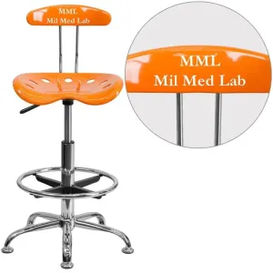 Brittany Personalized Orange Professional Drafting Stool w/Tractor Seat