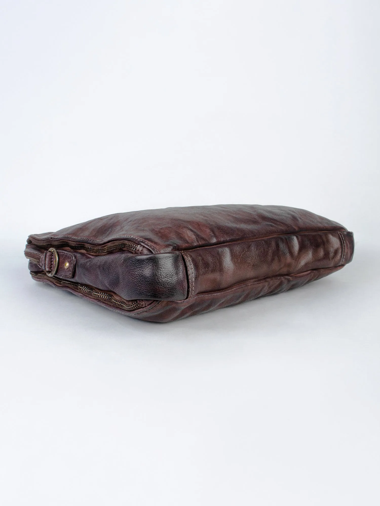 Brown Leather Plain Design Laptop Bag