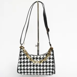 CASSIA Black Houndstooth Mini Shoulder Bag