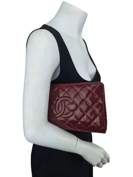 CL Quilted Patent Leather Timeless Clutch Bag