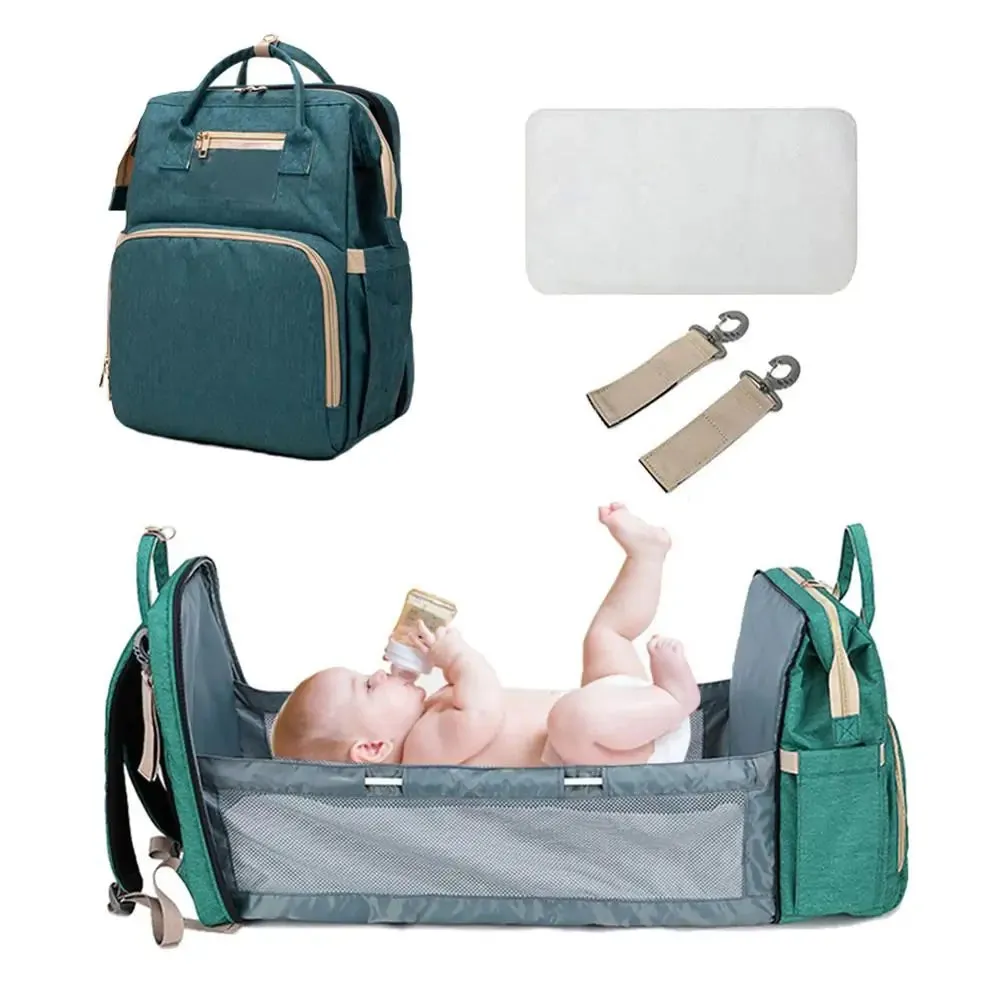 Convertible Baby Diaper Bag with Travel Bed