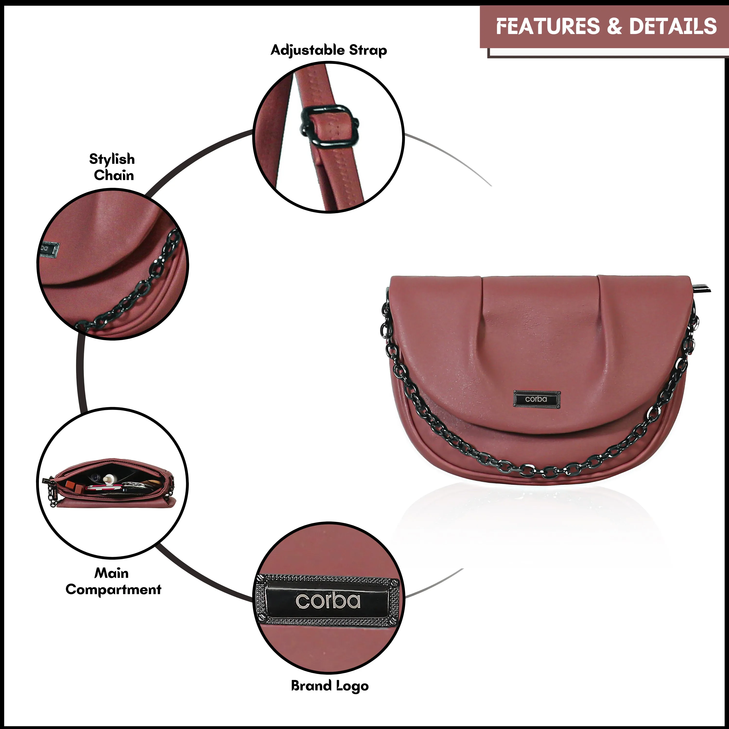 Corba Women Sling Bag Brown