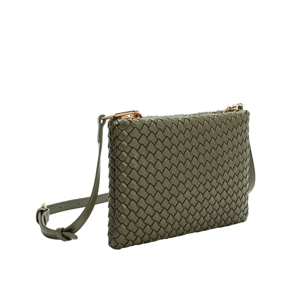 Daisy Olive Woven Recycled Vegan Crossbody - FINAL SALE