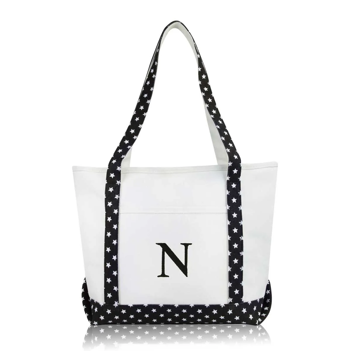 Dalix Medium Personalized Tote Bag Monogrammed Initial Letter - N