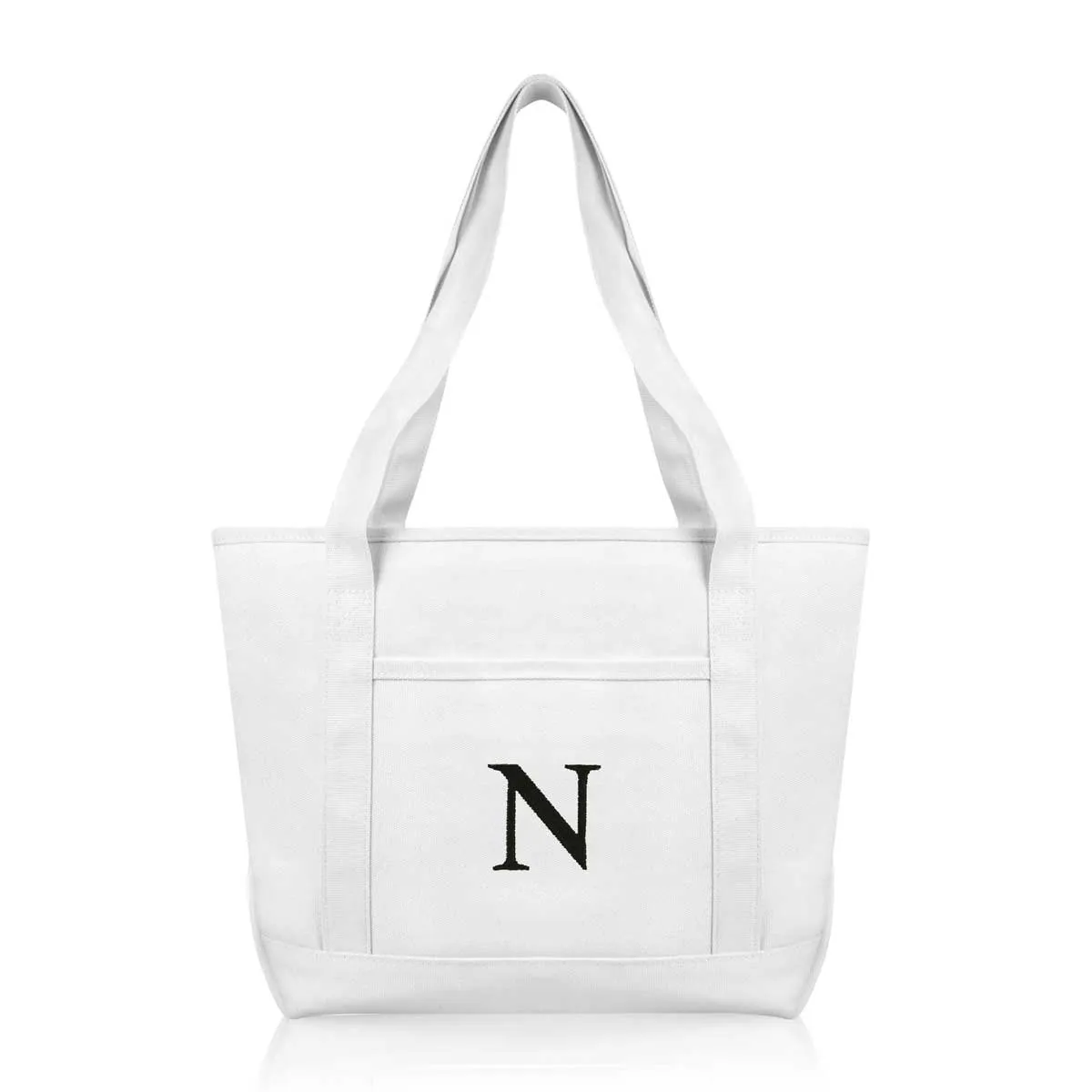 Dalix Medium Personalized Tote Bag Monogrammed Initial Letter - N