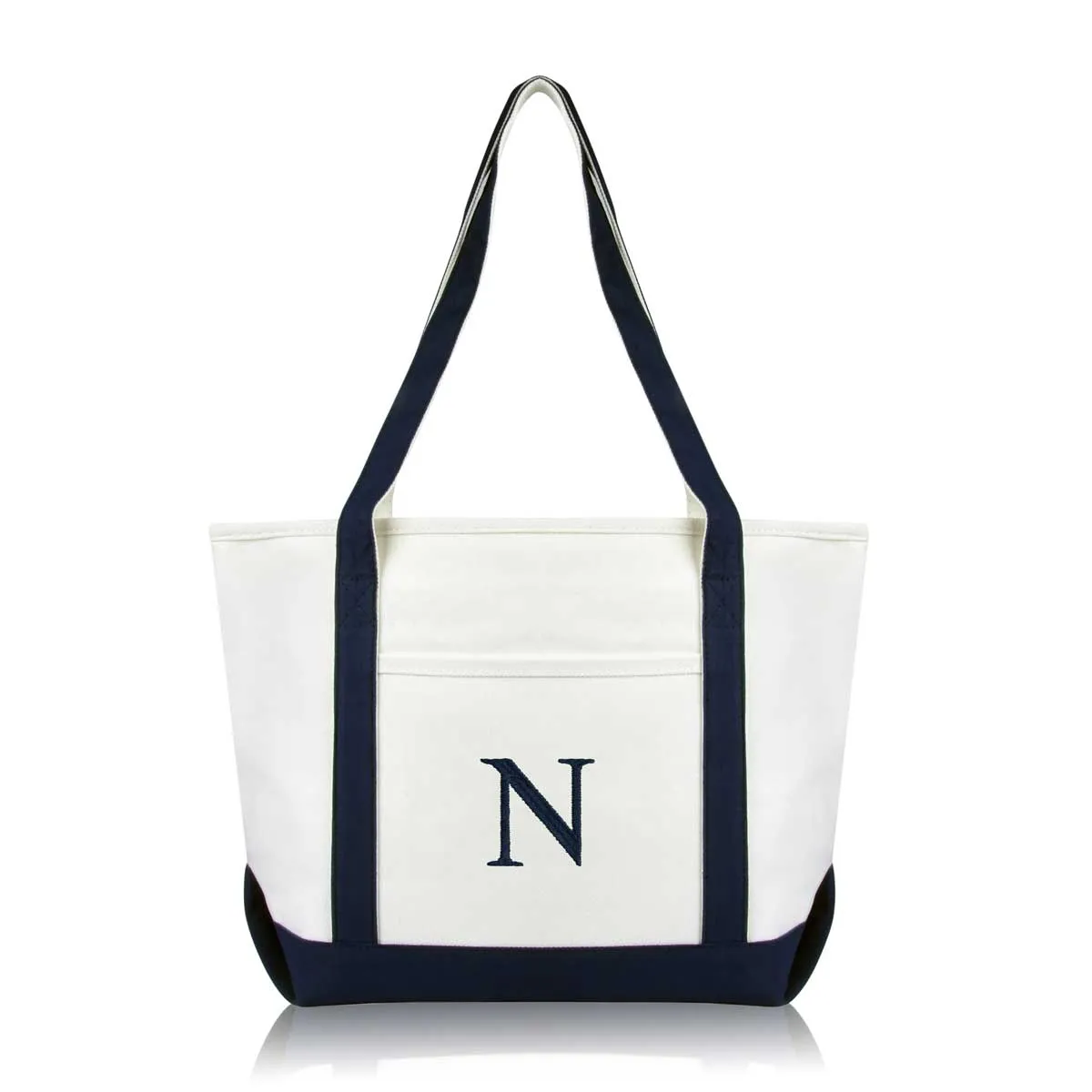 Dalix Medium Personalized Tote Bag Monogrammed Initial Letter - N