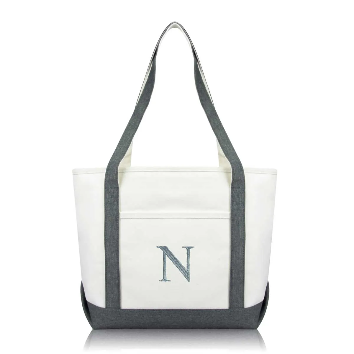 Dalix Medium Personalized Tote Bag Monogrammed Initial Letter - N