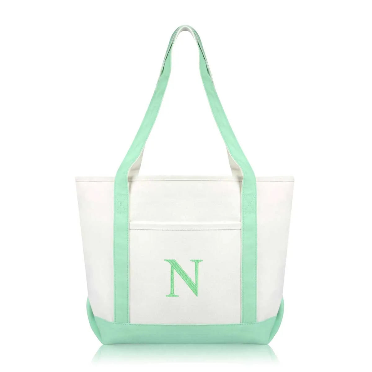 Dalix Medium Personalized Tote Bag Monogrammed Initial Letter - N