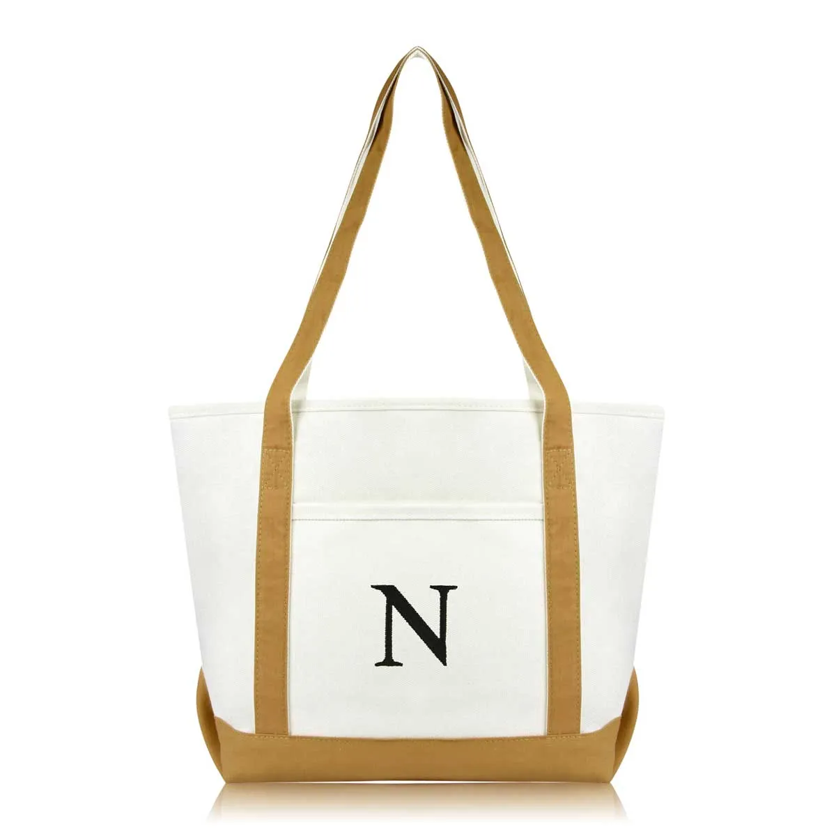 Dalix Medium Personalized Tote Bag Monogrammed Initial Letter - N