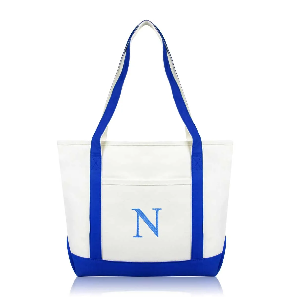 Dalix Medium Personalized Tote Bag Monogrammed Initial Letter - N