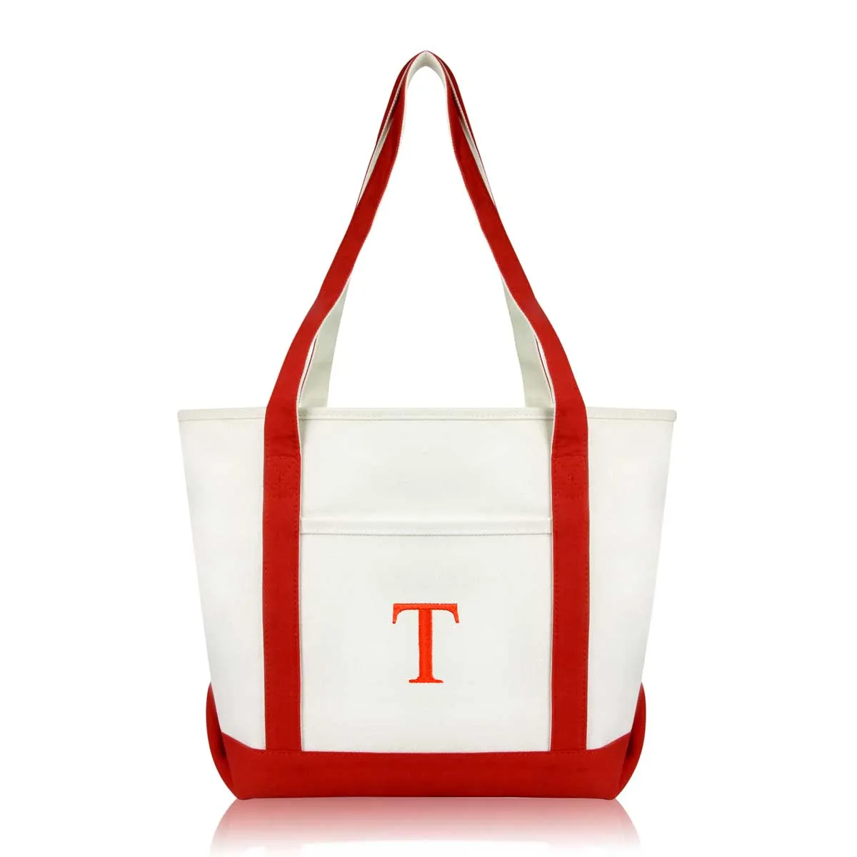 Dalix Medium Personalized Tote Bag Monogrammed Initial Letter - T