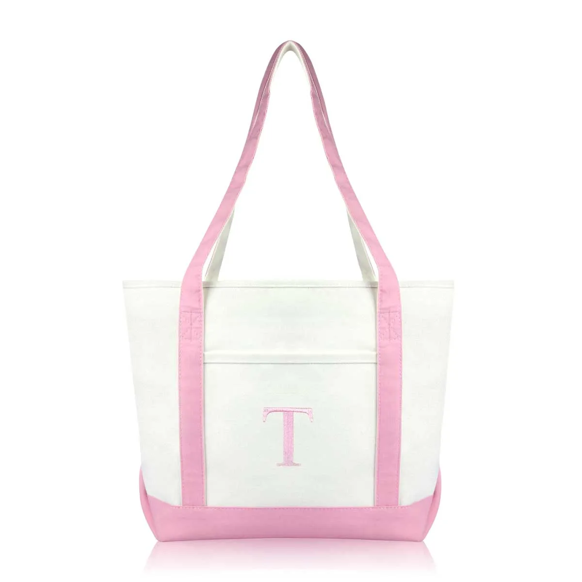 Dalix Medium Personalized Tote Bag Monogrammed Initial Letter - T