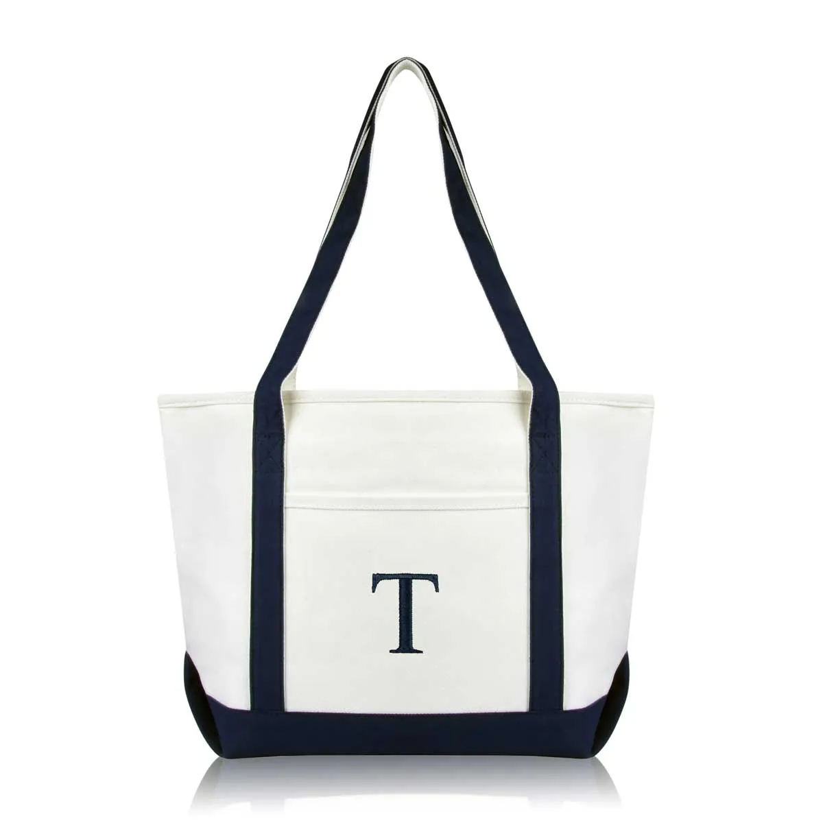 Dalix Medium Personalized Tote Bag Monogrammed Initial Letter - T