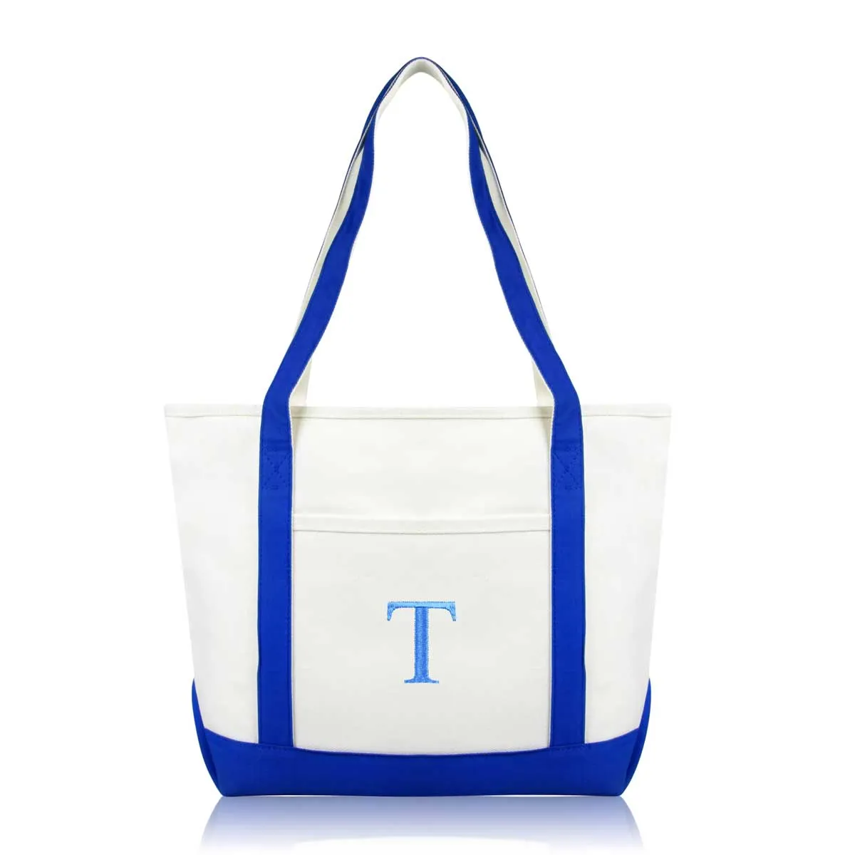 Dalix Medium Personalized Tote Bag Monogrammed Initial Letter - T