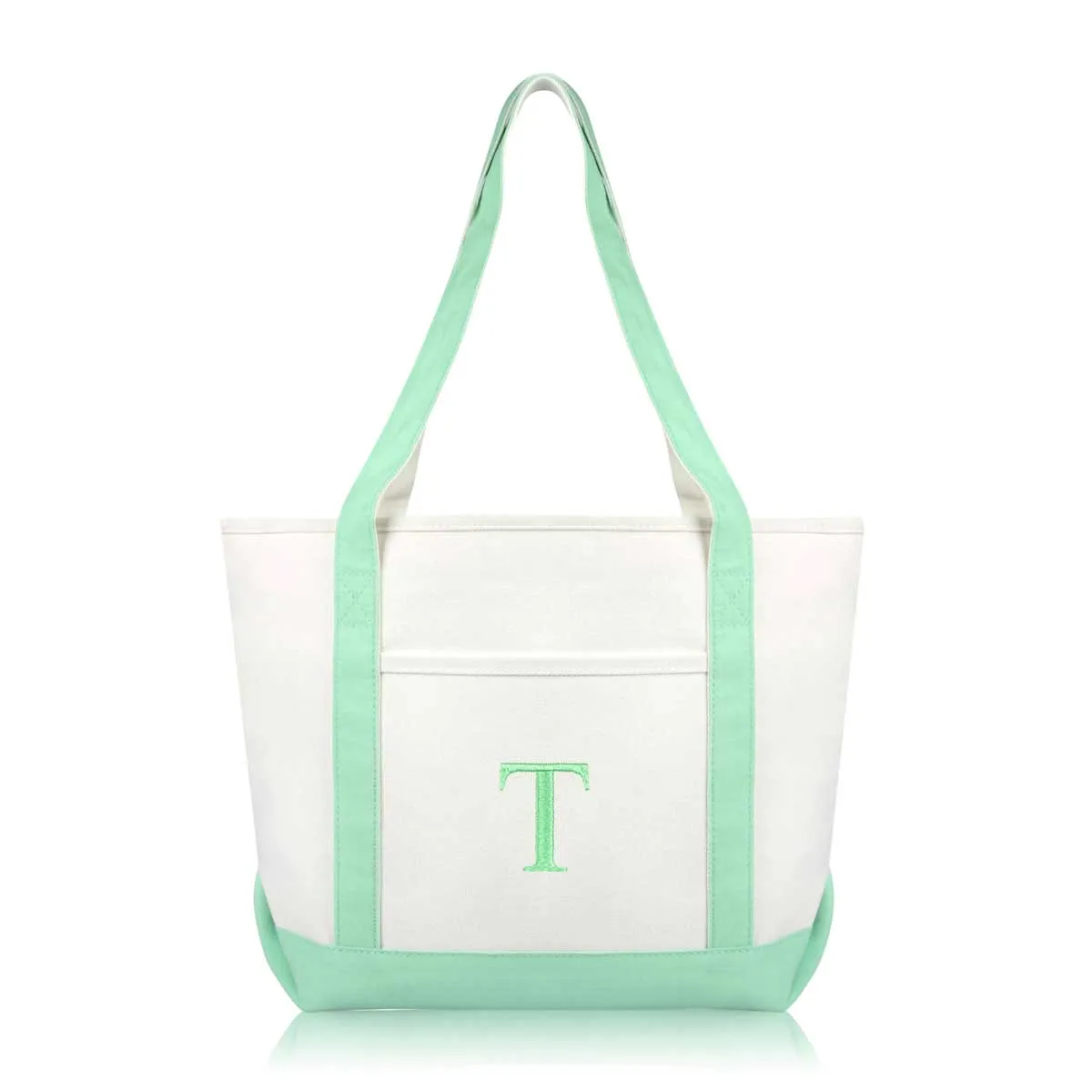 Dalix Medium Personalized Tote Bag Monogrammed Initial Letter - T