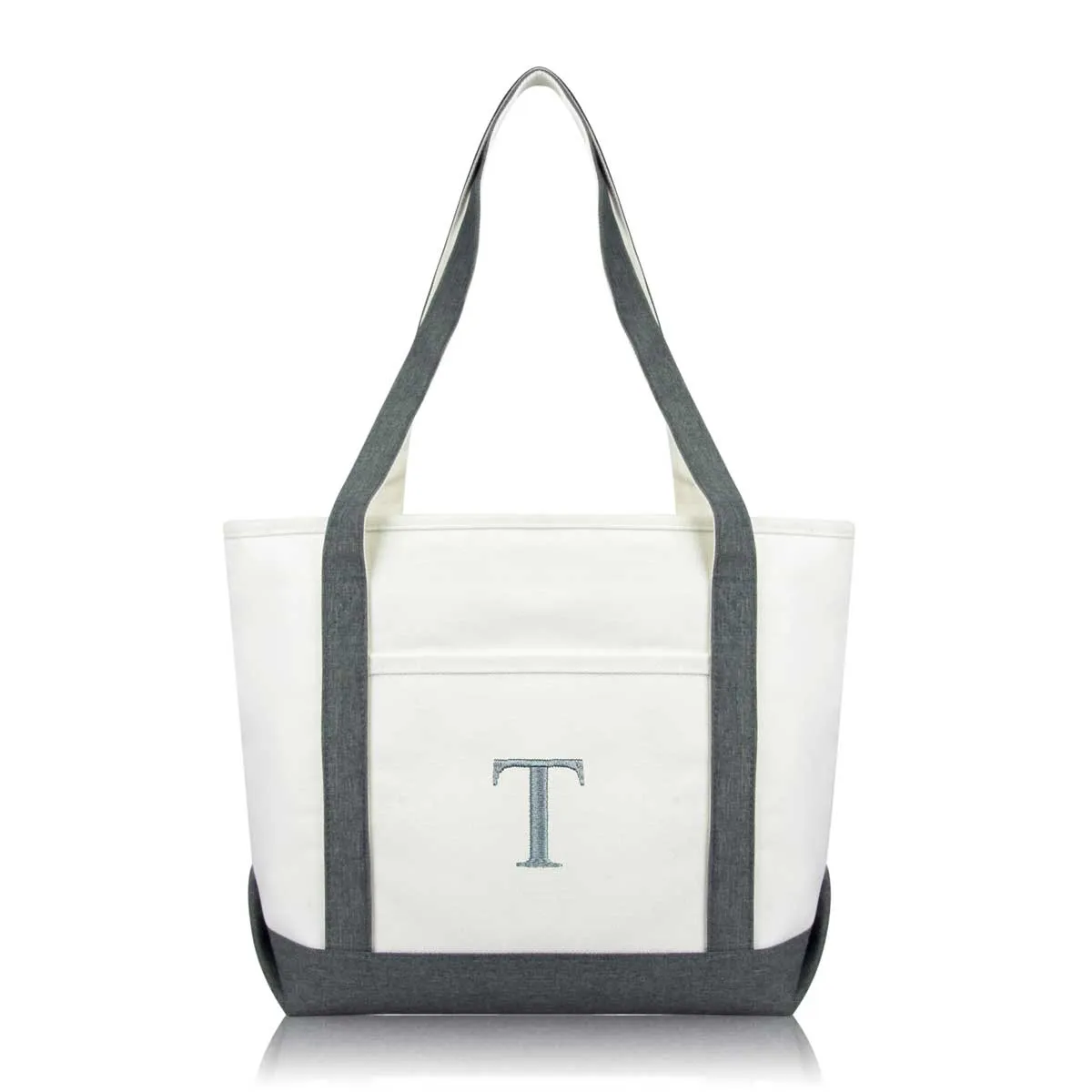 Dalix Medium Personalized Tote Bag Monogrammed Initial Letter - T