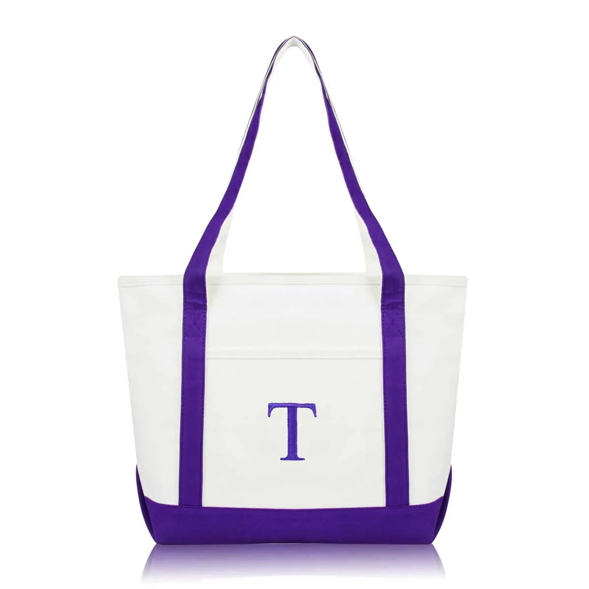 Dalix Medium Personalized Tote Bag Monogrammed Initial Letter - T