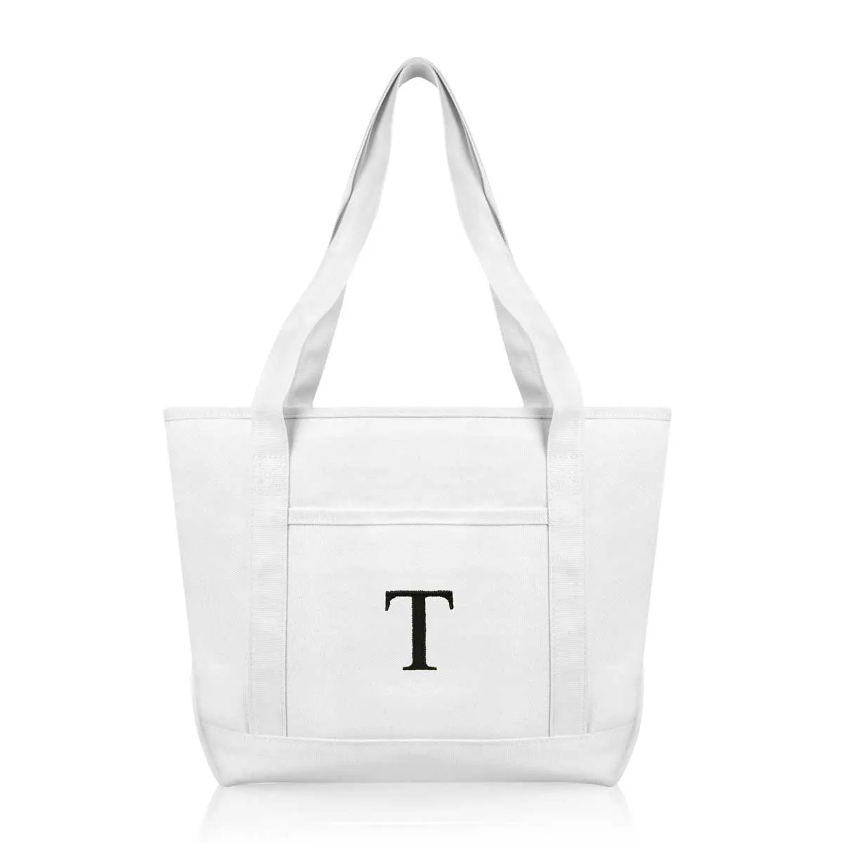 Dalix Medium Personalized Tote Bag Monogrammed Initial Letter - T