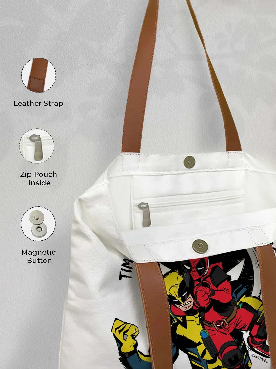 Deadpool and Wolverine Chims - Casual Tote Bag Canvas White Medium