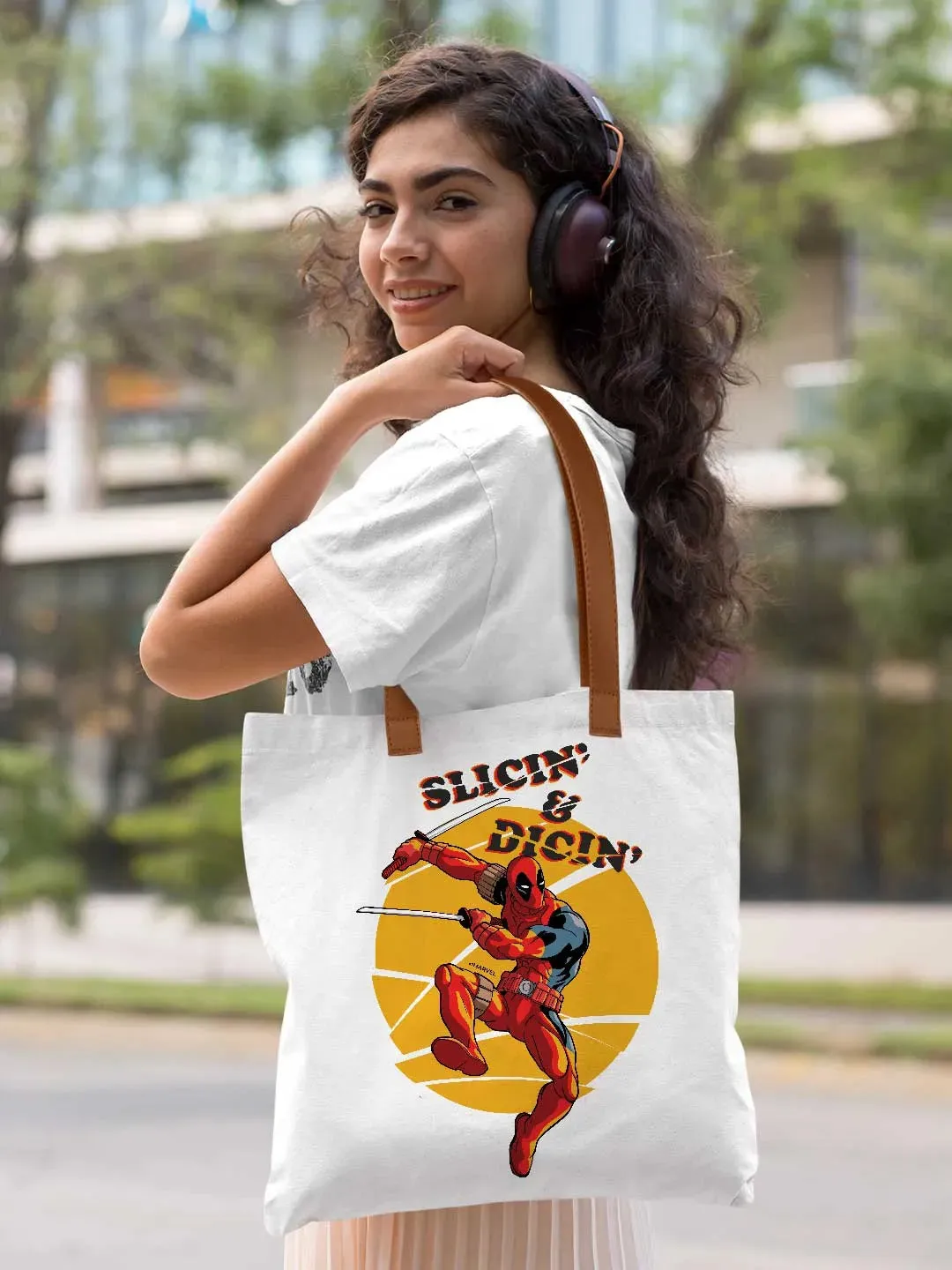 Deadpool Slicin and Dicin - Casual Tote Bag Canvas White Medium