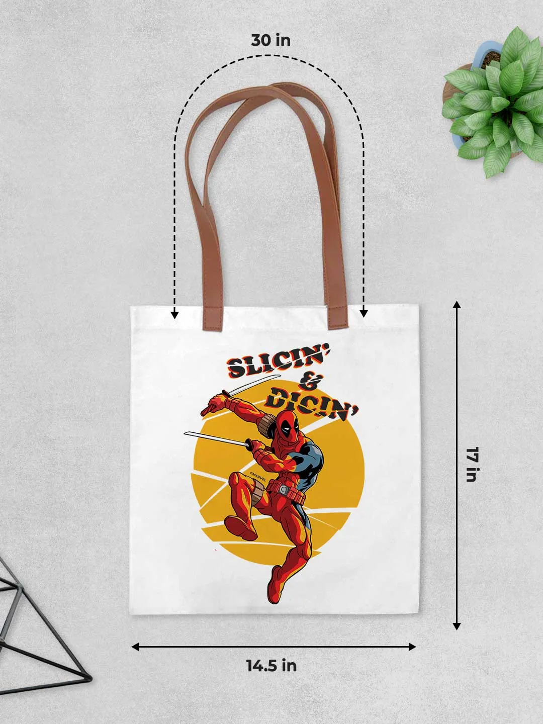 Deadpool Slicin and Dicin - Casual Tote Bag Canvas White Medium