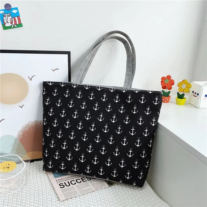 deanwangkt Fashion Folding Women Big Size Handbag Tote Ladies Casual Flower Printing Canvas Graffiti Shoulder Bag Beach Bolsa Feminina