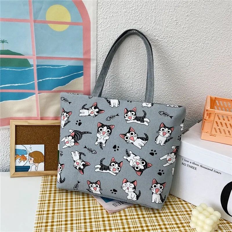 deanwangkt  Fashion Folding Women Big Size Handbag Tote Ladies Casual Flower Printing Canvas Graffiti Shoulder Bag Beach Bolsa Feminina