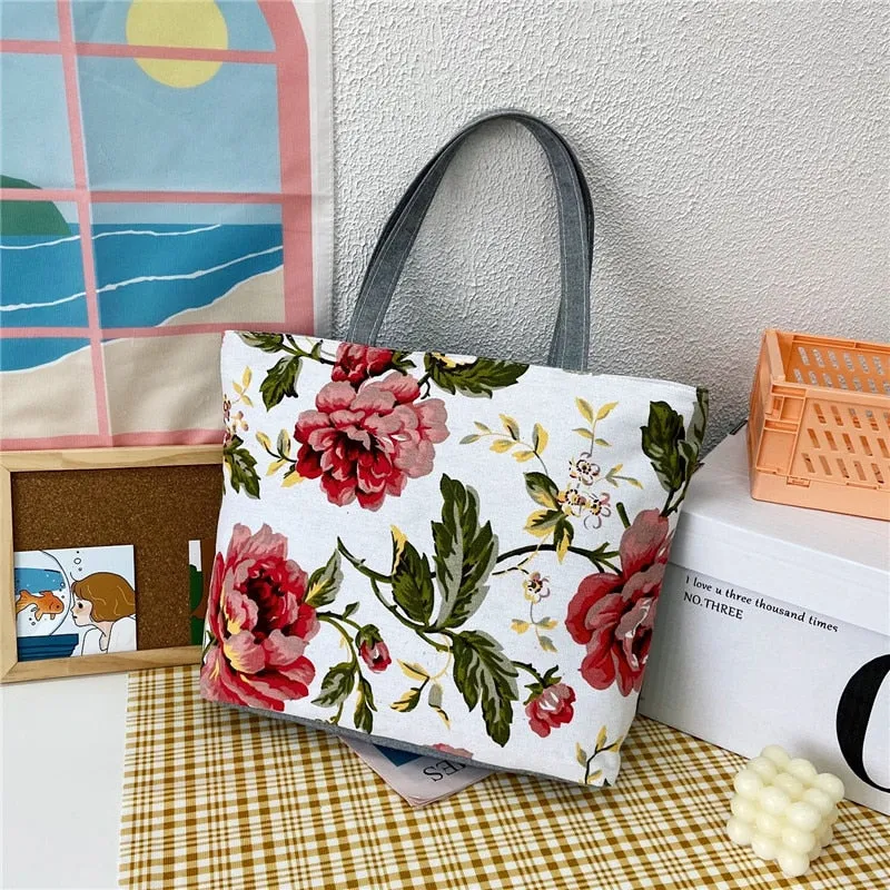 deanwangkt  Fashion Folding Women Big Size Handbag Tote Ladies Casual Flower Printing Canvas Graffiti Shoulder Bag Beach Bolsa Feminina