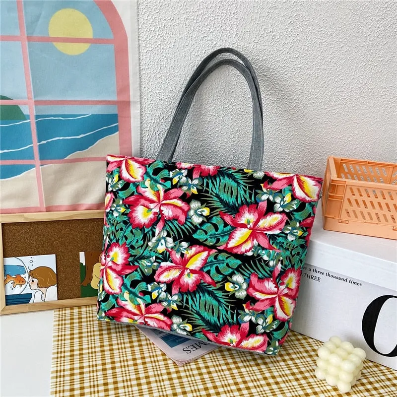 deanwangkt  Fashion Folding Women Big Size Handbag Tote Ladies Casual Flower Printing Canvas Graffiti Shoulder Bag Beach Bolsa Feminina