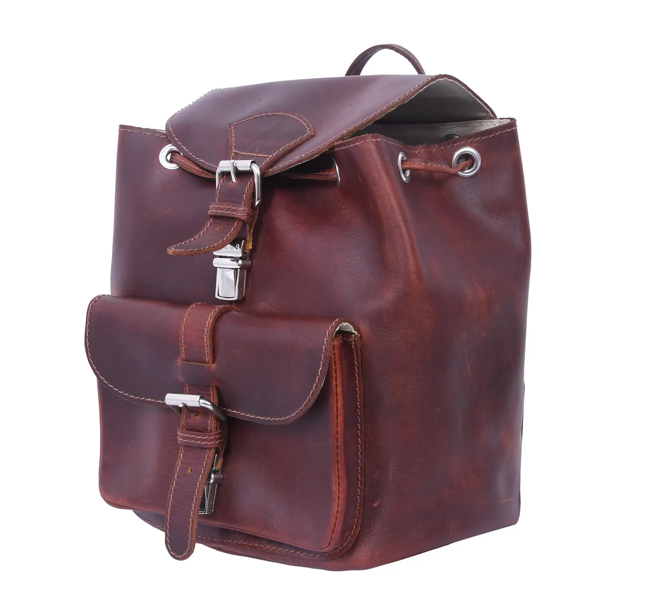 Elegant Brown Leather Backpack: A Timeless Fashion Statement. Art: BG-1277