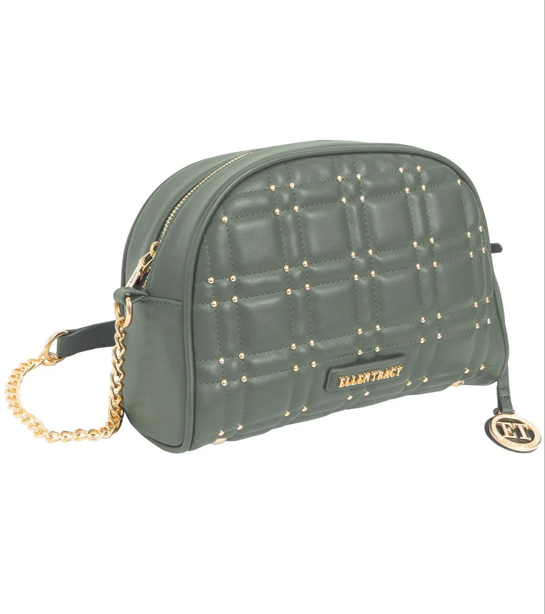 Ellen Tracy Studded Smooth Squared Quilted Crossbody Bag ETH2184-104-SA