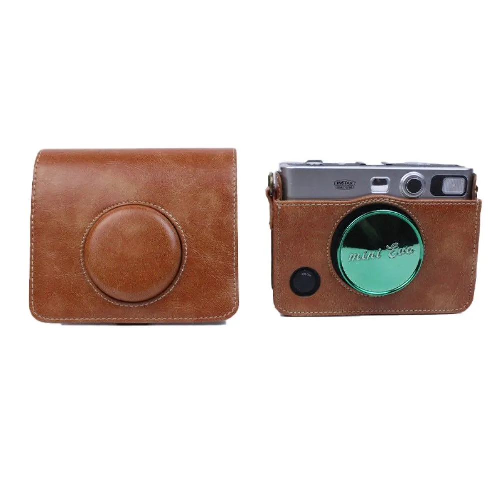 Fujifilm Instax Mini Evo PU leather case with strap - Brown