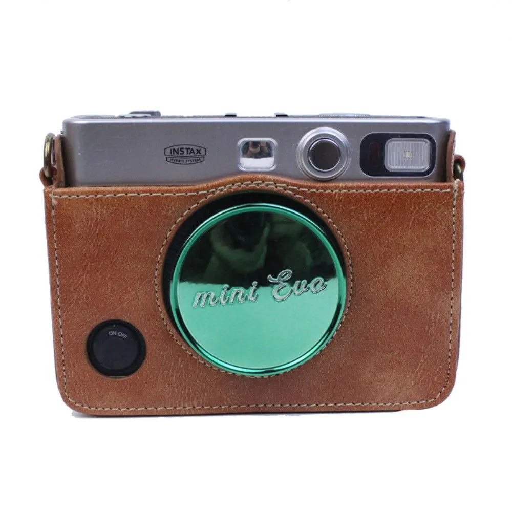 Fujifilm Instax Mini Evo PU leather case with strap - Brown