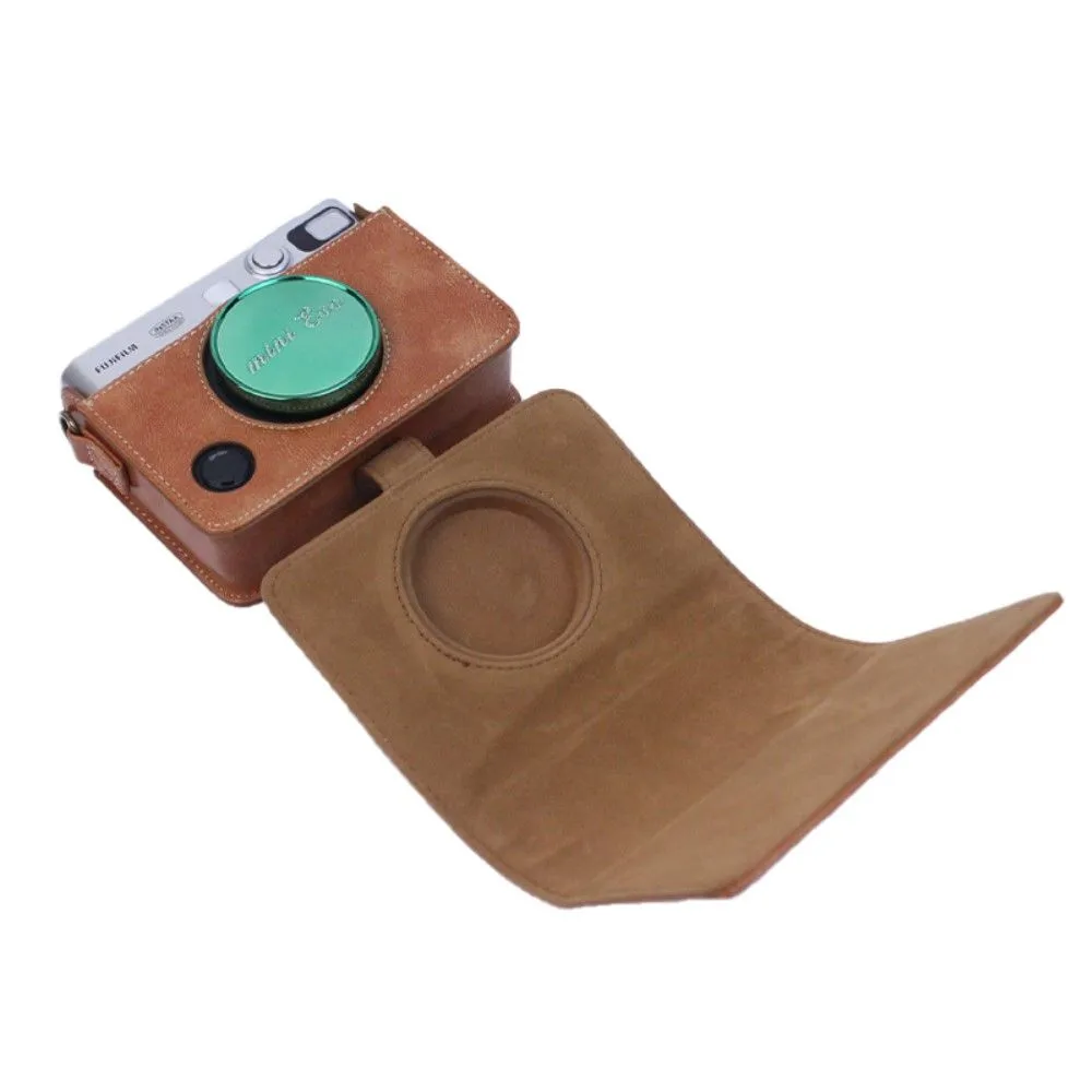 Fujifilm Instax Mini Evo PU leather case with strap - Brown