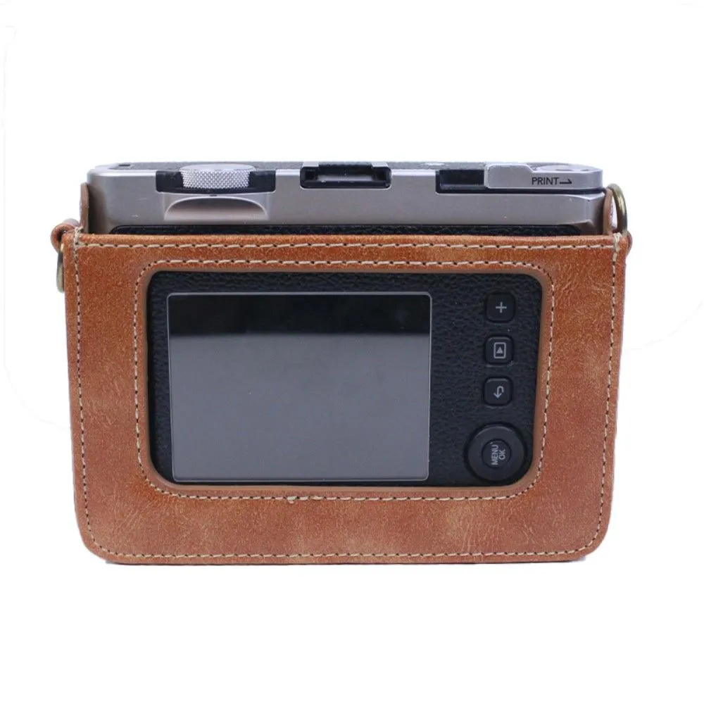 Fujifilm Instax Mini Evo PU leather case with strap - Brown